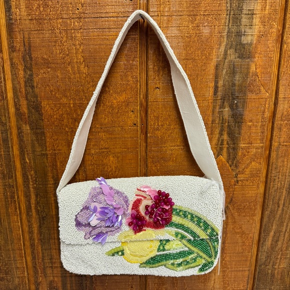 Made In India Handbags - Viral Made In India Beaded Floral Shoulder Bag